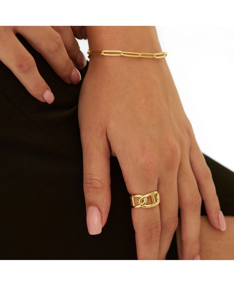 Spero London Women's Large Chain Ring Sterling Silver