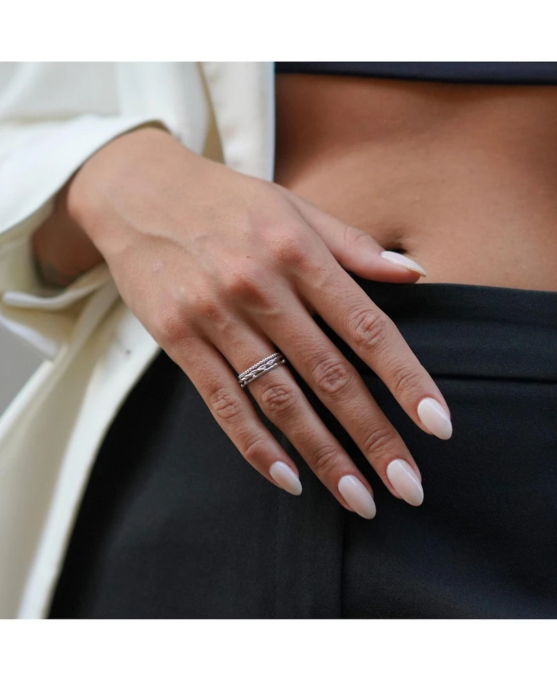 Spero London Women's Skinny Layering Adjustable Ring Set