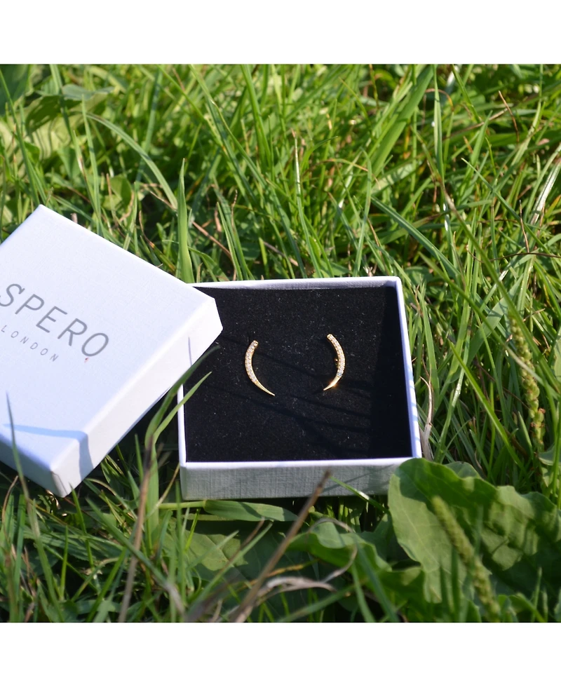 Spero London Sterling Silver Fishbone Earrings