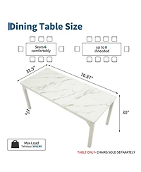 homfan 71-Inch Industrial Dining Table for 6-8, Rectangular Kitchen Table with Sturdy Metal Framend