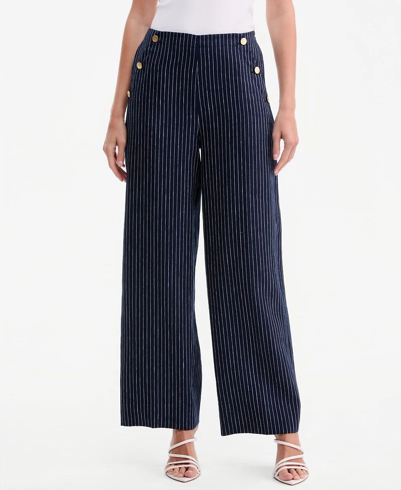 Tommy Hilfiger Women's Nautical Stripe High-Rise Wide-Leg Pants