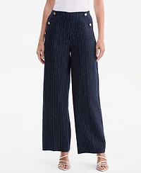 Tommy Hilfiger Women's Nautical Stripe High-Rise Wide-Leg Pants