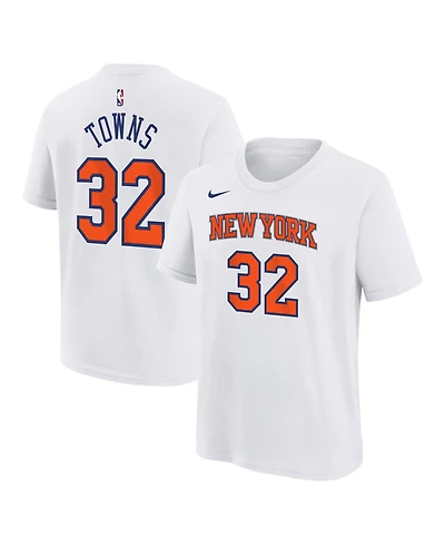 Nike Big Boys and Girls Karl-Anthony Towns White New York Knicks Association Name Number T-Shirt