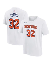 Nike Big Boys and Girls Karl-Anthony Towns White New York Knicks Association Name Number T-Shirt