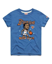 Homage Big Boys and Girls Jalen Brunson Blue New York Knicks Caricature Tri-Blend T-Shirt