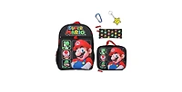 Super Mario Bros Character Grid 16" Youth 5-Piece Backpack Set