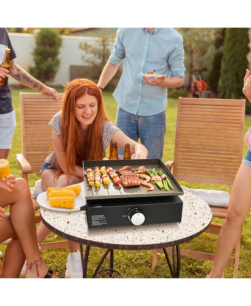 Cozito Countertop Gas Griddle, 16.9 inches Manual Flat Top with Steel Plate and 22,000 Btu Output