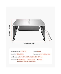 Cozito Fire Pit Heat Deflector, 25.4 inches Square Stainless Steel Burner Cover with Foldable Legs