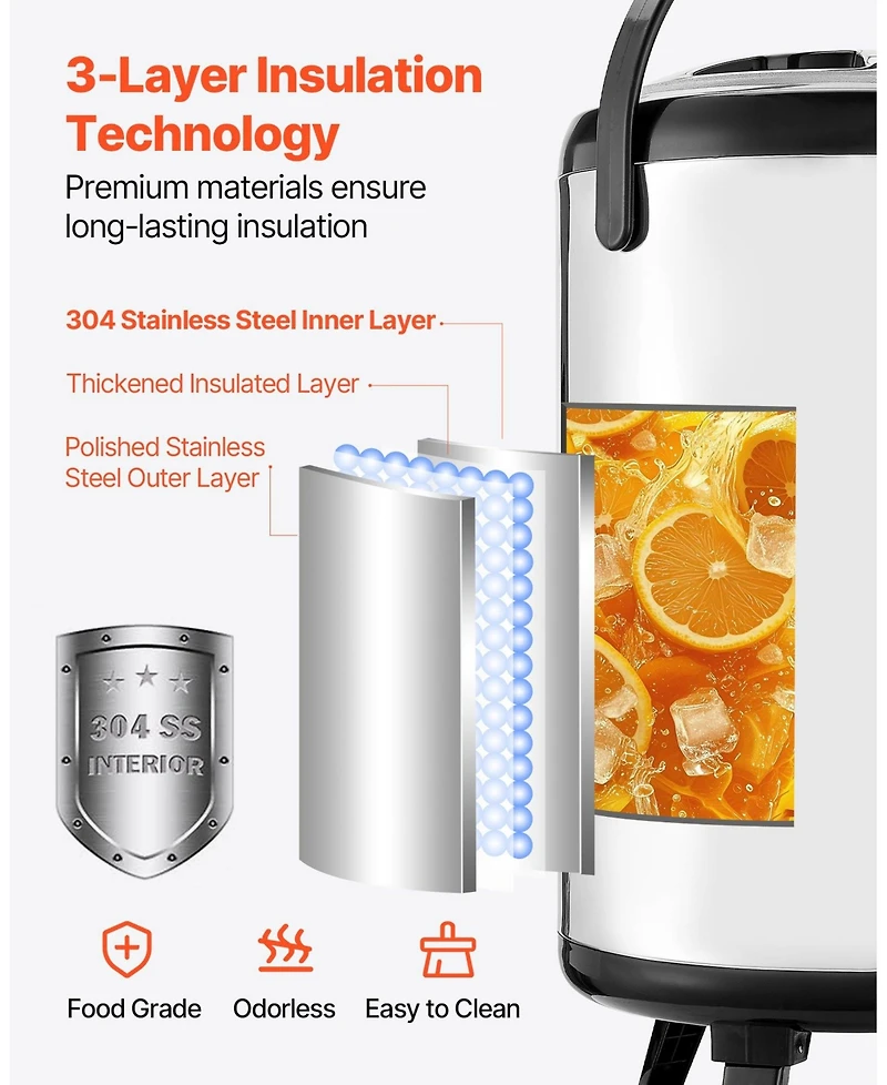 Cozito Insulated Beverage Dispenser, 3.2 Gal 12L Stainless Steel Server, 2 Pack