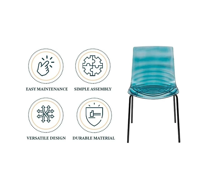LeisureMod Astor Water Ripple Design Dining Chair Set of