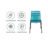 LeisureMod Astor Water Ripple Design Dining Chair Set of