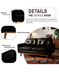 Rainsken 65 inch Small Loveseat, Comfy Mini Cloud Couch, breathable Foil fabric and solid wood legs, for Living Room Apartment