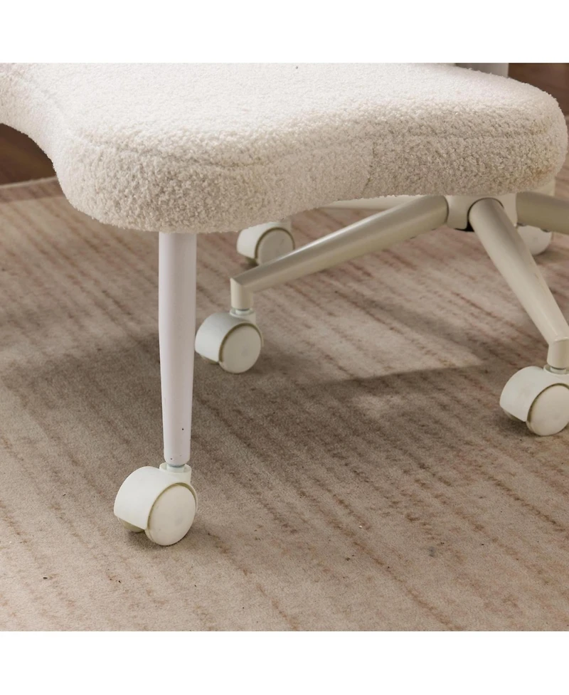 Rainsken Meditation chair, Teddy fabric, with lumbar support and a height, Heart-Shaped Backrest, Adjustable Height, for Office, Study