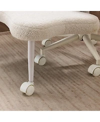 Rainsken Meditation chair, Teddy fabric, with lumbar support and a height, Heart-Shaped Backrest, Adjustable Height, for Office, Study