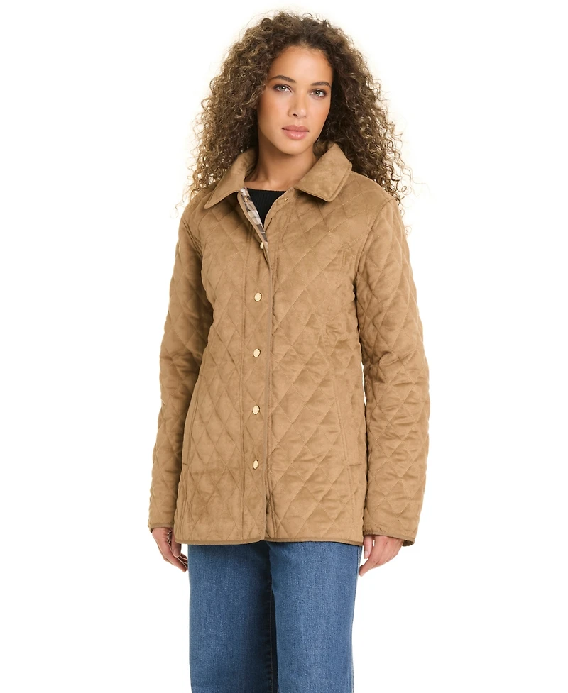 Jones New York Women's Faux Sude Quilted Coat