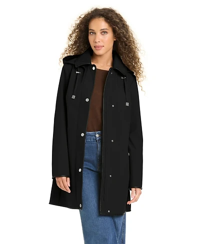 Jones New York Women's Zip-Up Buttoned Softshell Coat