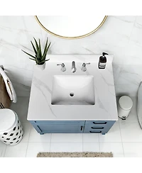 Sillysis Quartz Bathroom Vanity Top with Undermount Sink, Carrara Marble Look, 4" Backsplash, Stain and Water Resistant