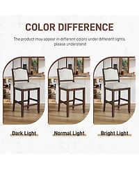 Rainsken 2-Piece Wooden Farmhouse Counter Height Dining Chairs, Rubber Wood Frame, Ergonomic Backrest, for Kitchen Island, Room
