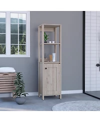 Midola Linen Cabinet Jannes with Two Open Shelves, Single Door and Finish for Bathroom Storage Saving