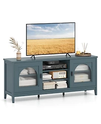 Slickblue Modern Tv Cabinet with Storage Shelves and Dual Cable Holes