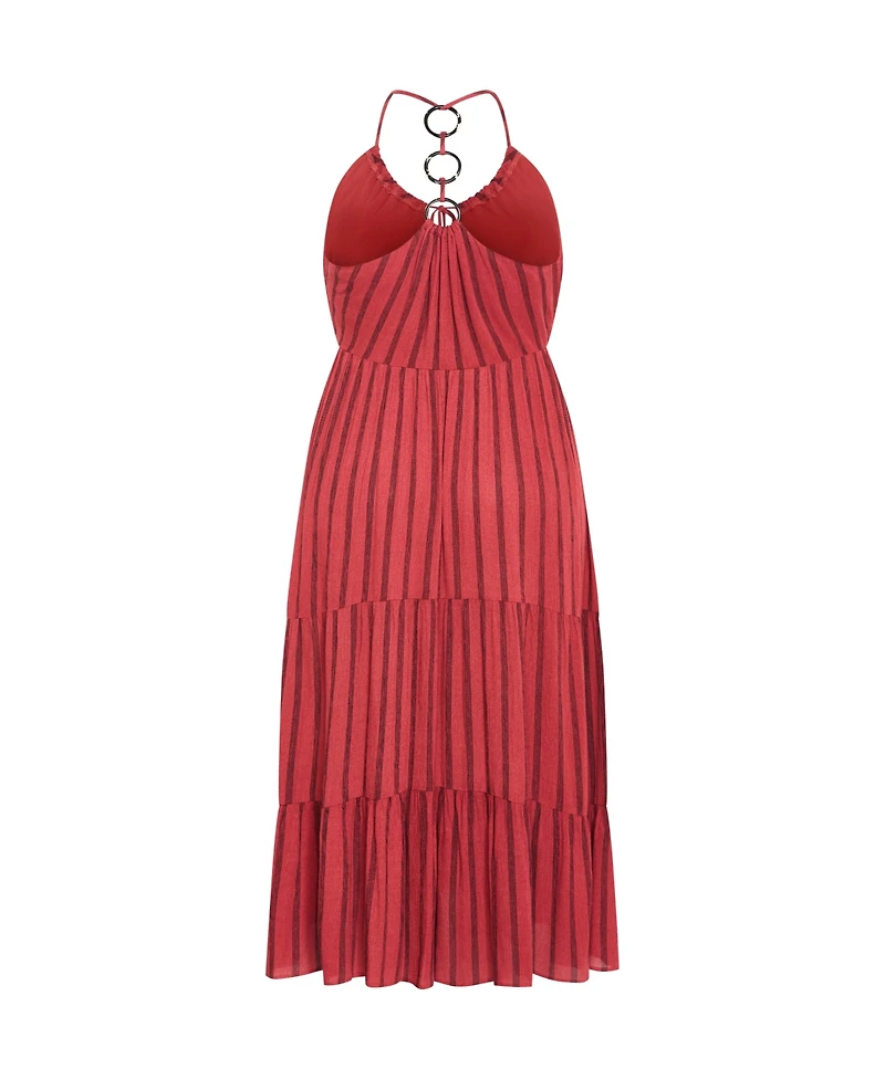 City Chic Plus Size Women's Caribbean Halter Stripe Midi Dress