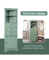 Midola Triangle Tall Cabinet with 3 Drawers and Adjustable Shelves for Bathroom, Kitchen or Living Room, Mdf Board with Painted Finish
