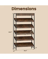 Slickblue Modern Tall Bookcase with Angled Shelves for Home Office