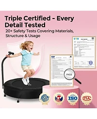 Bcan SP1 36 Inch Astm Certified Toddler Trampoline Indoor Kids Mini Trampoline with Safety Cover Foam Handle