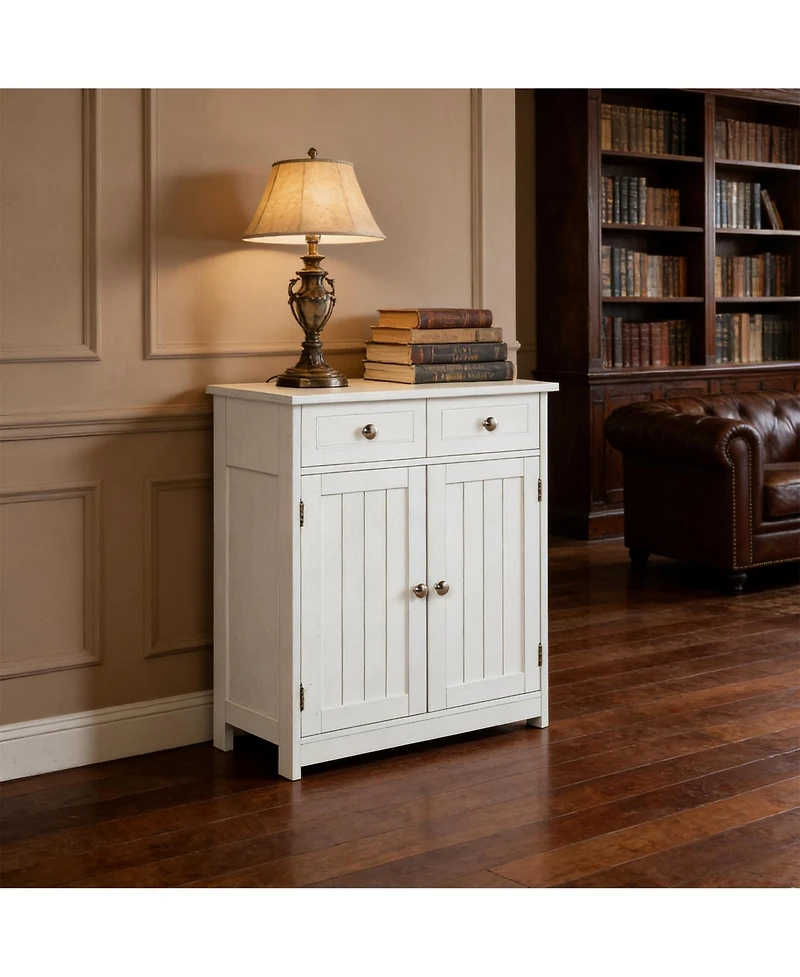 Clihome Freestanding Storage Cabinet with Drawers and Adjustable Shelf, Entryway Floor Cabinet