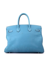 Pre-Owned HERMES Birkin 35 Handbag Blue Togo with Palladium Hardware