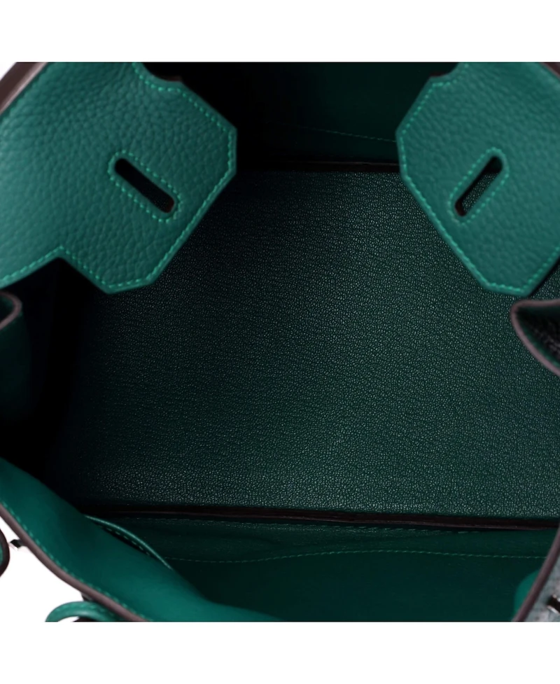 Pre-Owned HERMES Birkin 30 Handbag Green Clemence with Palladium Hardware