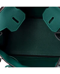 Pre-Owned HERMES Birkin 30 Handbag Green Clemence with Palladium Hardware