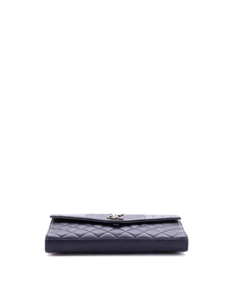 Pre-Owned Saint Laurent Medium Classic Monogram Chain Wallet Mixed Matelasse Leather