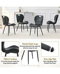 Rainsken Modern Dining Chairs Set of 4, Pu Chairs, with Integrated Handle, Metal Frame, for Multiple Scenarios