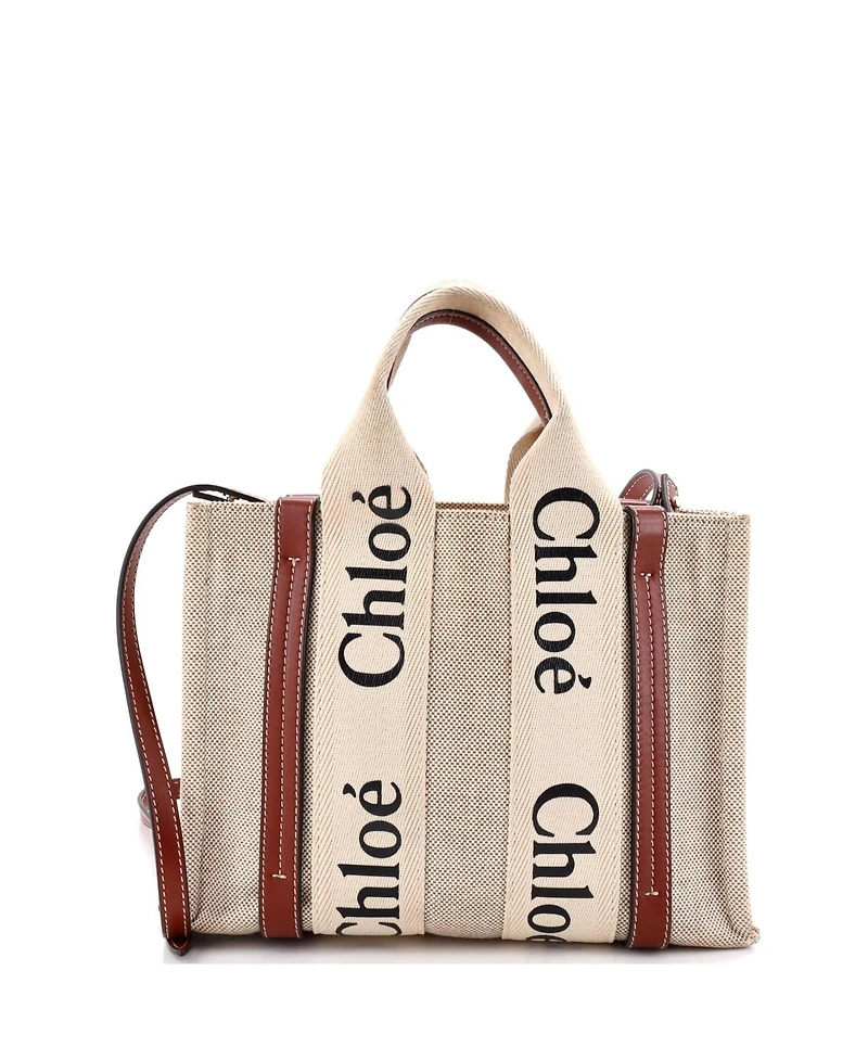 Pre-Owned Chloe Small Woody Tote Canvas with Leather