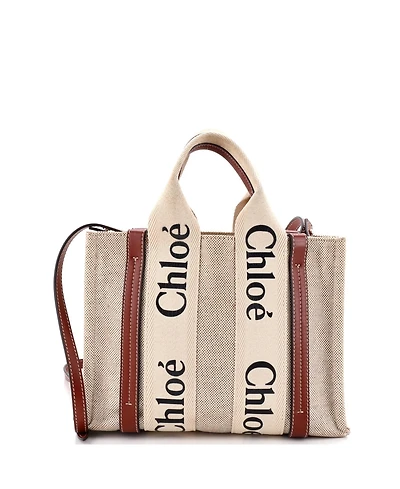 Pre-Owned Chloe Small Woody Tote Canvas with Leather