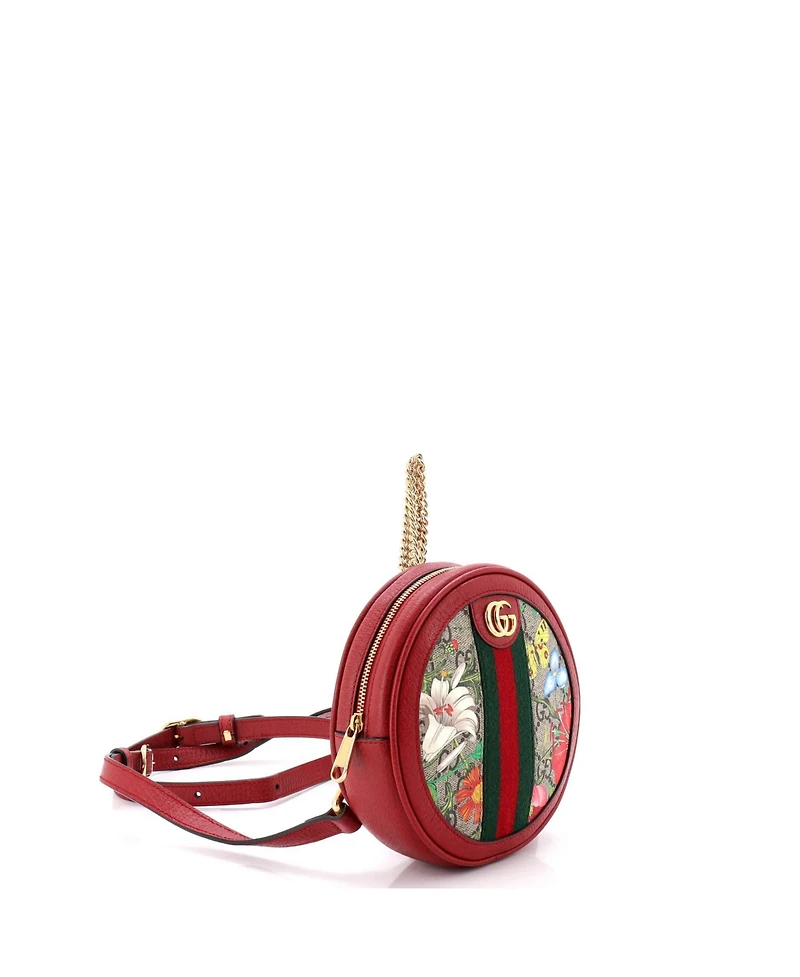 Pre-Owned Gucci Mini Ophidia Round Backpack Flora Gg Coated Canvas