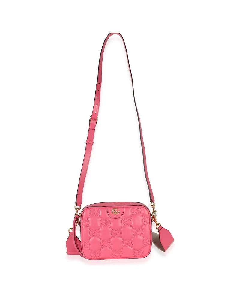 Pre-Owned Gucci Pink Gg Stitched Calfskin Matelasse Small Crossbody Bag