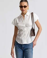 Avec Les Filles Women's Fitted Puff Sleeve Top