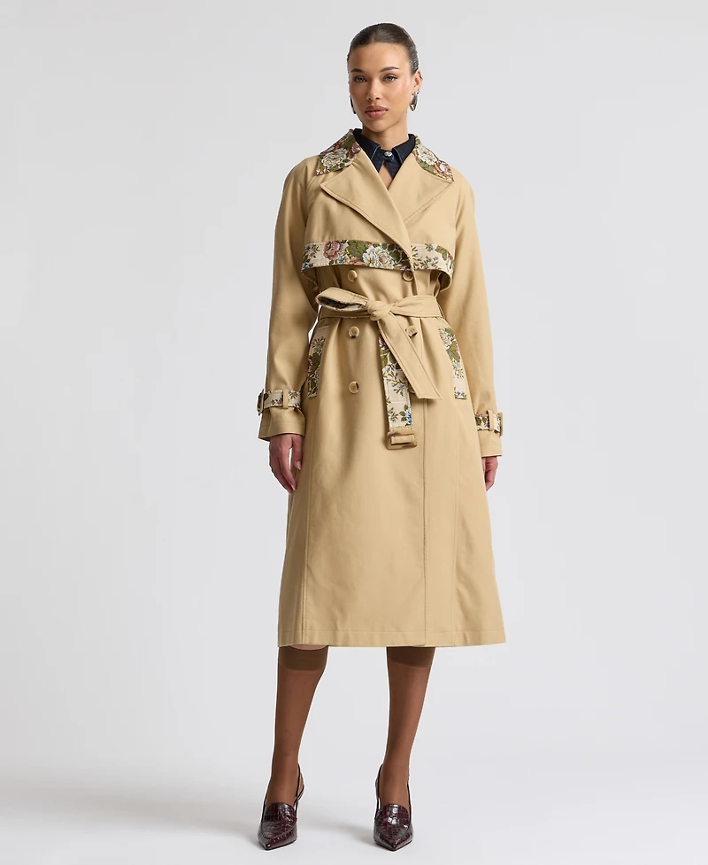Avec Les Filles Women's Combo Belted Trench Coat
