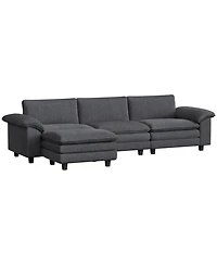 Clihome 124.4 Inch Conversation Couch L-Shaped Sectional Sofa with Removable Ottoman