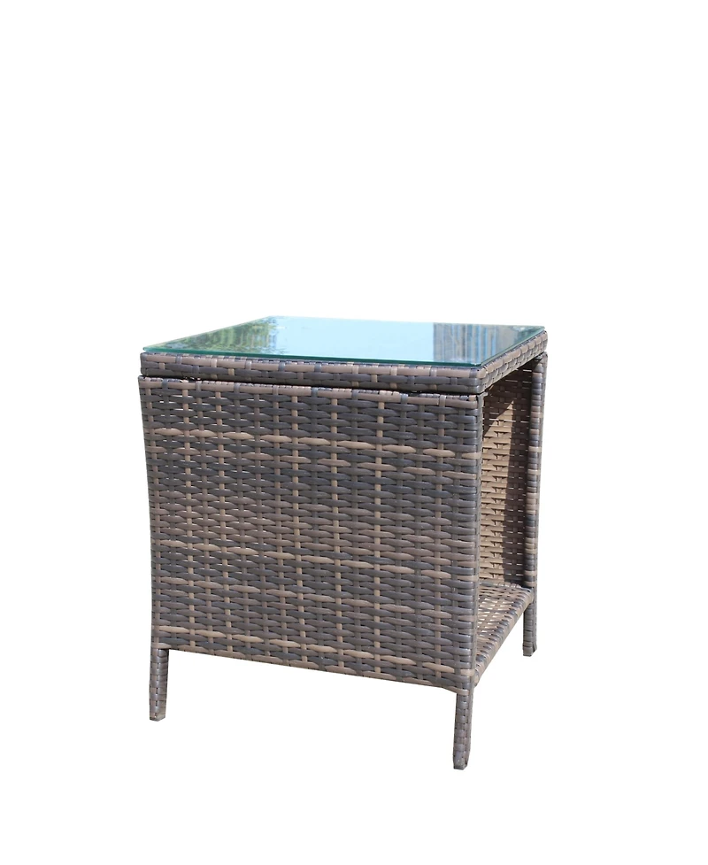 Clihome Outdoor Patio Coffee Table Pe Rattan Coffee Table with Tempered Glass Top