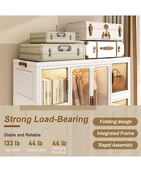 Clihome Portable Wardrobe Closet Organizer, Cubes, Magnetic Doors, Hanging Rods, Hangers