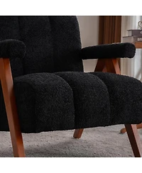 Rainsken Modern Accent Chair with Studded, Upholstered Chenille Armchair, Solid Wood Frame, for Living Room, Apartment, Bedroom