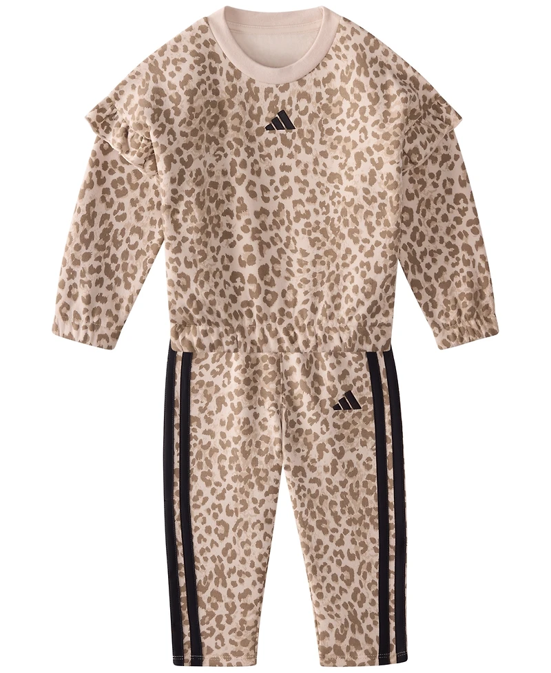 adidas Baby Girls' Long-Sleeve Sweatshirt and Pants, 2-Piece Set