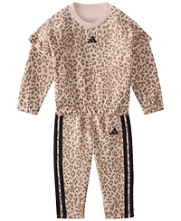 adidas Baby Girls' Long-Sleeve Sweatshirt and Pants, 2-Piece Set