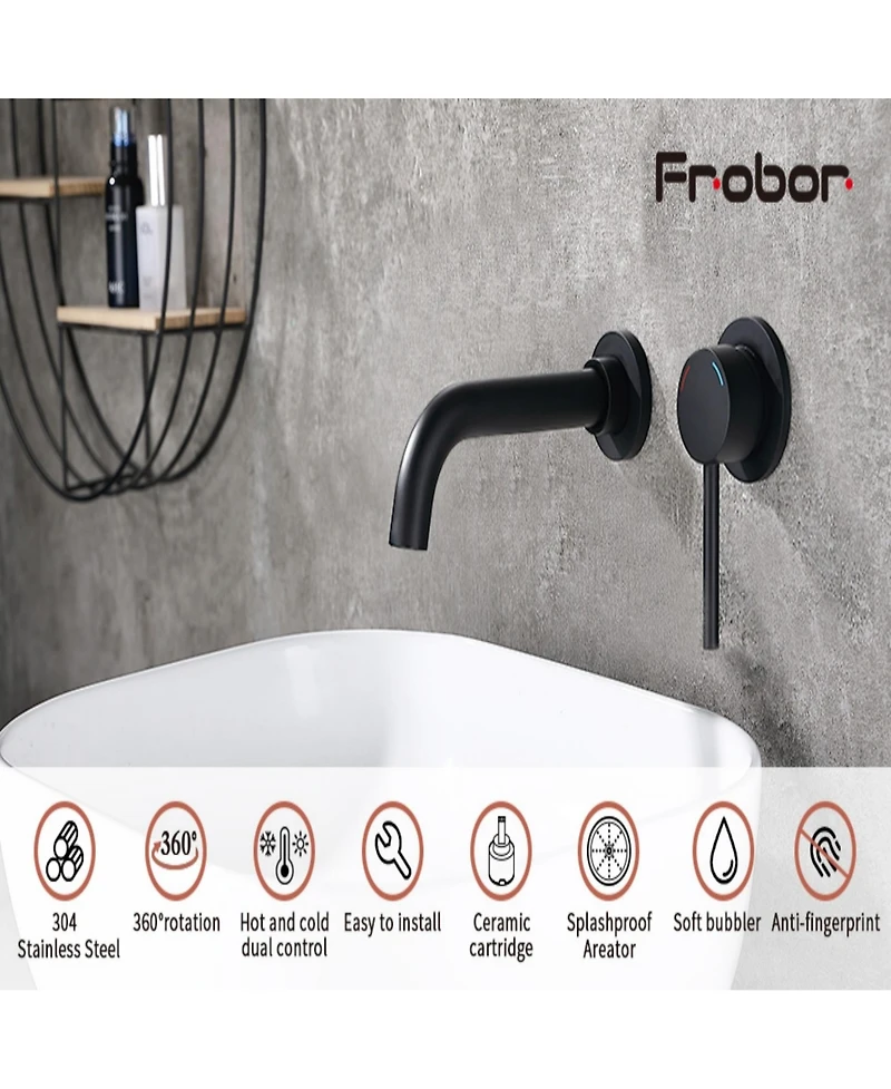 Phying Wall Mount Faucet for Bathroom Sink or Bathtub, Single Handle 2 Holes Brass Rough-in Valve Included