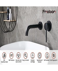 Phying Wall Mount Faucet for Bathroom Sink or Bathtub, Single Handle 2 Holes Brass Rough-in Valve Included