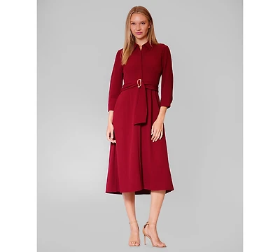 julia jordan Women's Long-Sleeve Belted Shirtdress