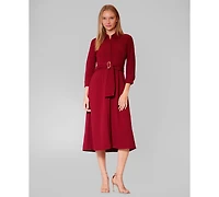 julia jordan Women's Long-Sleeve Belted Shirtdress